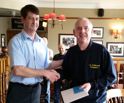 Alan Barnett (right)  celebrates his retirement with C E Edwards Operations Manager, Chris Alcock 